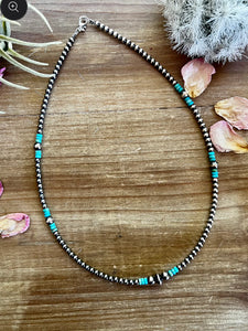 19”SS Navajo Pearls w/turquoise