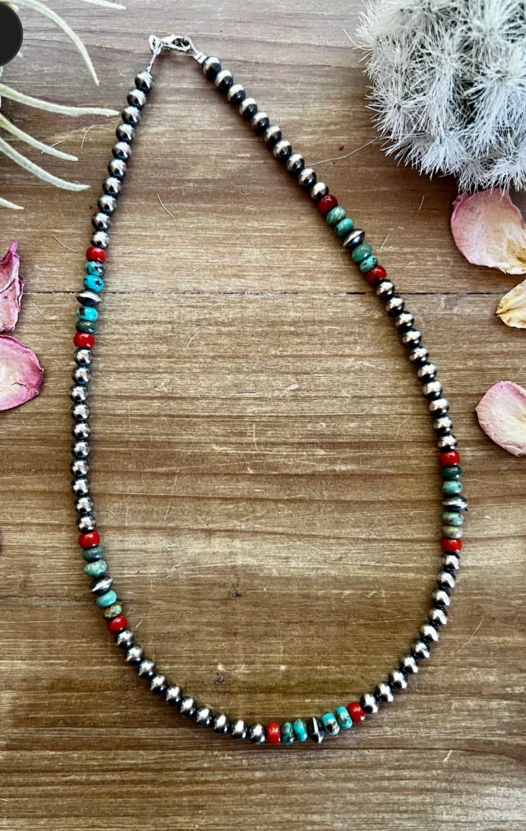 6mm SS Navajo Pearls - Red & Turquoise