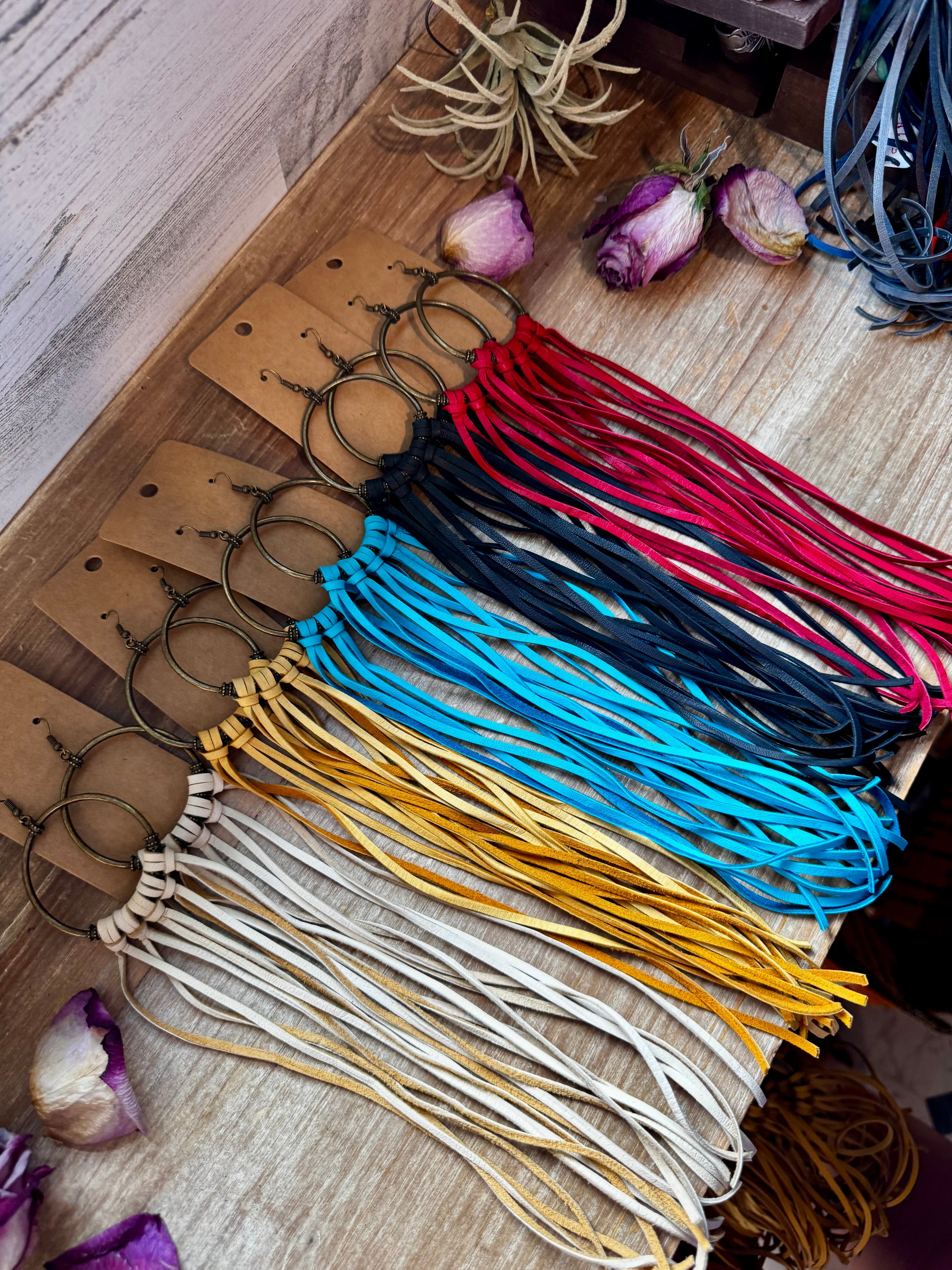 11 options Deer Skin Leather Hoop Earrings – 11"