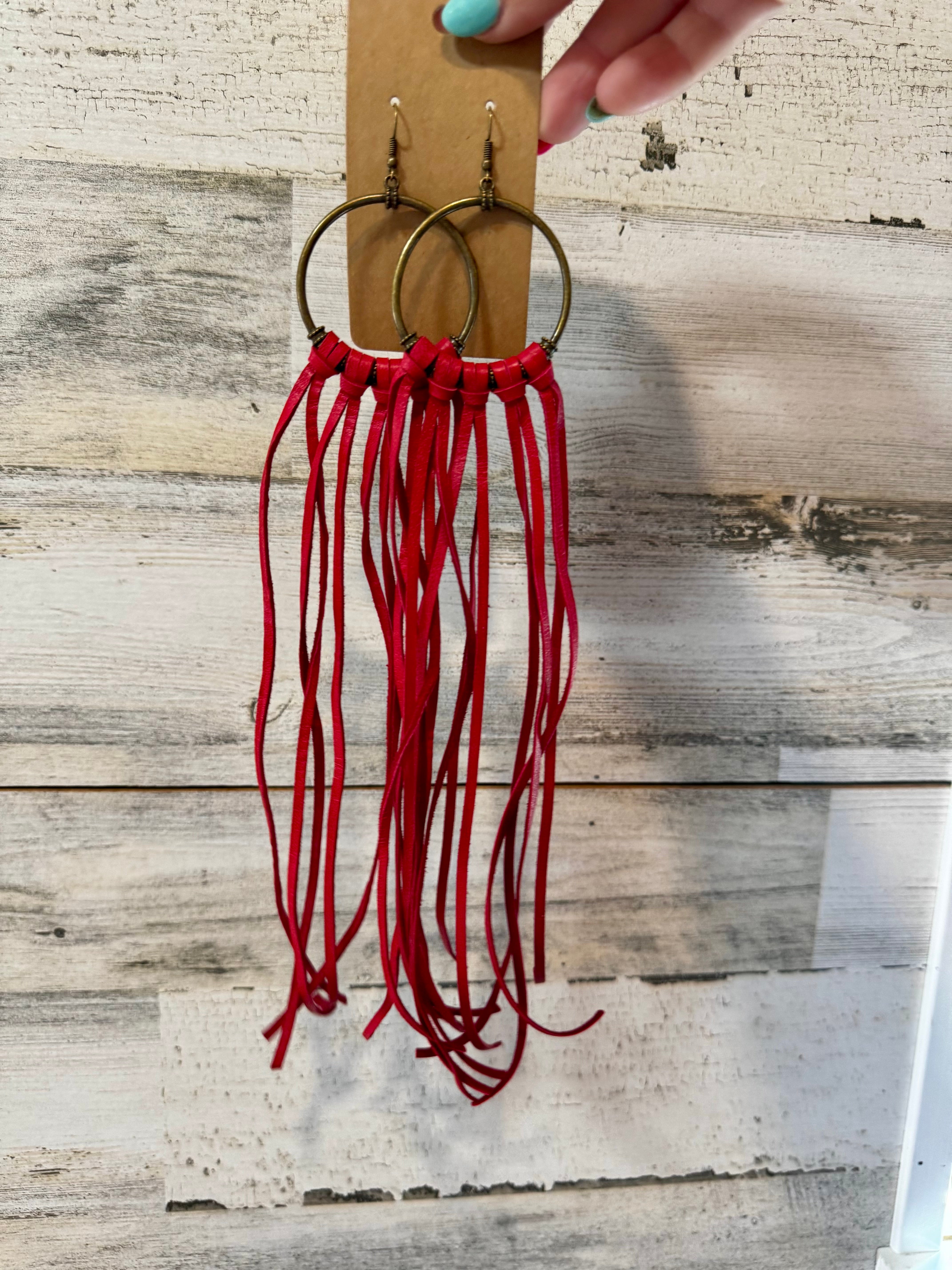 11 options Deer Skin Leather Hoop Earrings – 11"